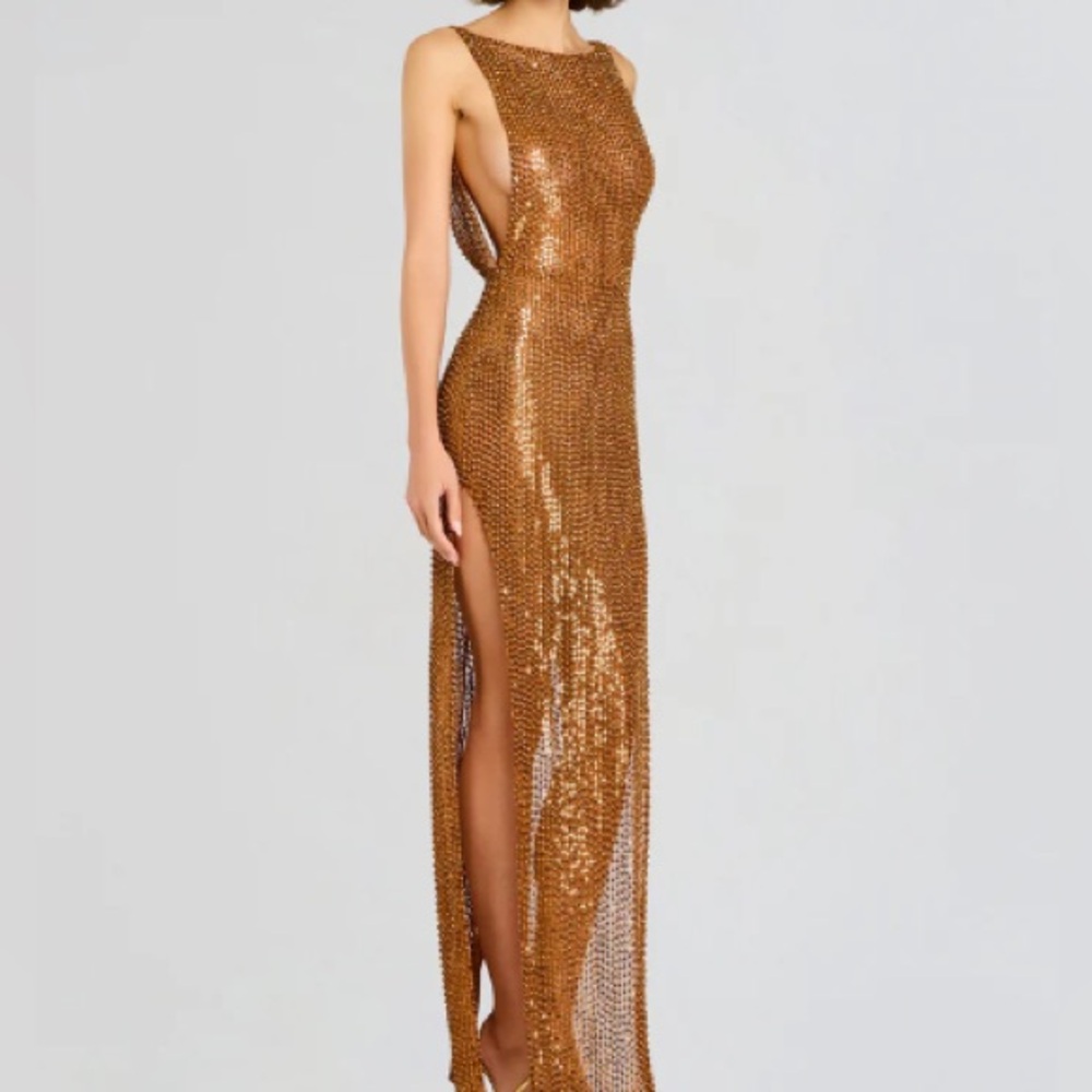 Retrofete Bronze Sequined Maxi Dress
